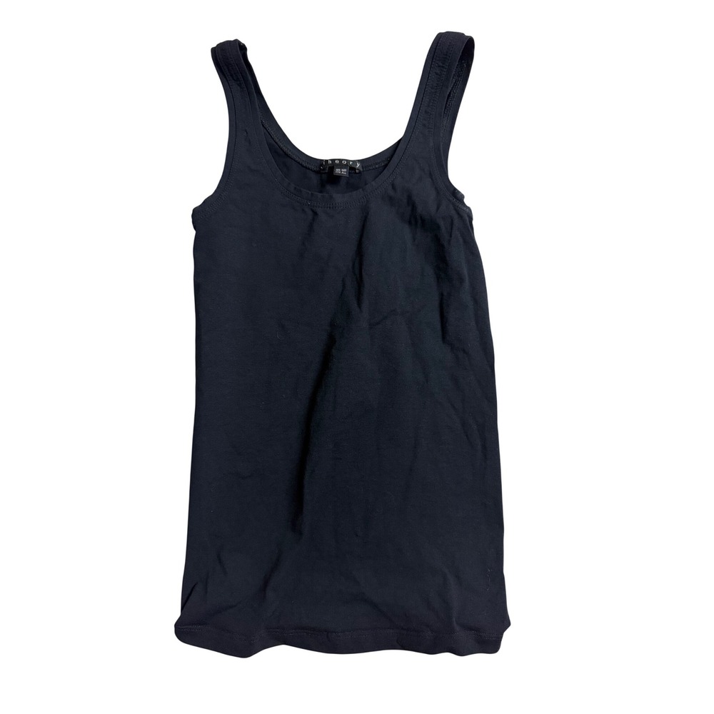 Theory Womens Black Scoop Neck Tank Top One Size Fits All Sleeveless Layering